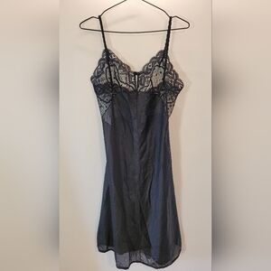 Janice Young For Vanessa Vintage Lace Slip Dress In Black - Size S/M